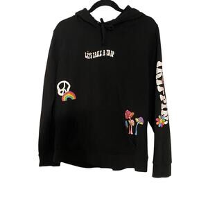 Brooklyn Cloth Psychedelic Trippin Pullover Hoodie Mushrooms Skull Rainbow Large